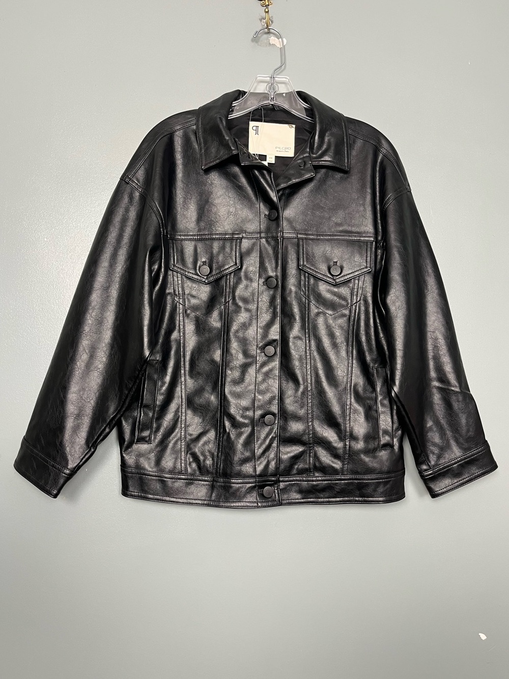 Anthropologie Pilcro Weston Black Faux Leather Boyfriend Jacket Women’s Size XXS - Picture 2 of 8